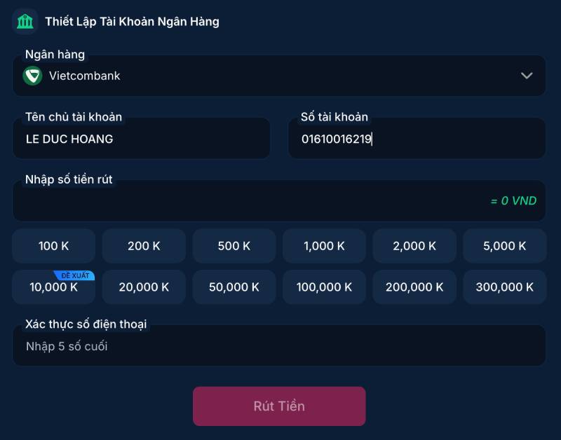 Hướng dẫn rút tiền qua ngân hàng